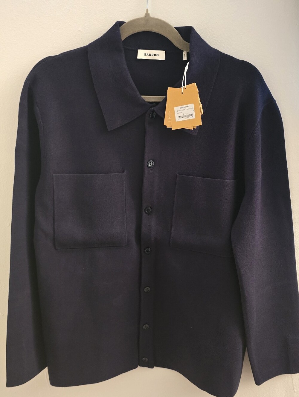 Sandro Men's Dark Navy Button-Front Shirt Jacket